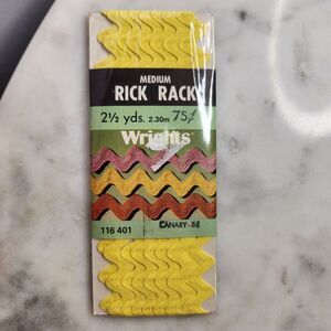 Wrights Vintage Rick Rack Trim Yellow Canary Medium 2.5 Yards Sewing Notions